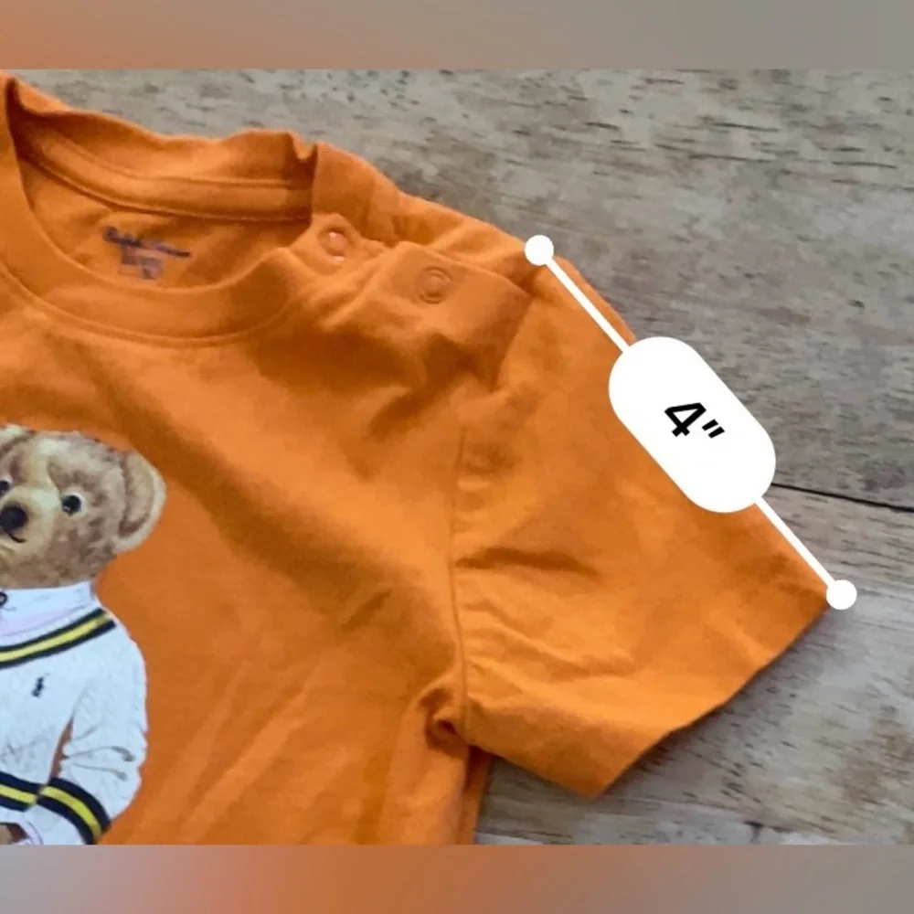 Ralph Lauren Toddler Sz 24m Lifeboat Orange Polo Bear‎ Cotton Jersey Bodysuit